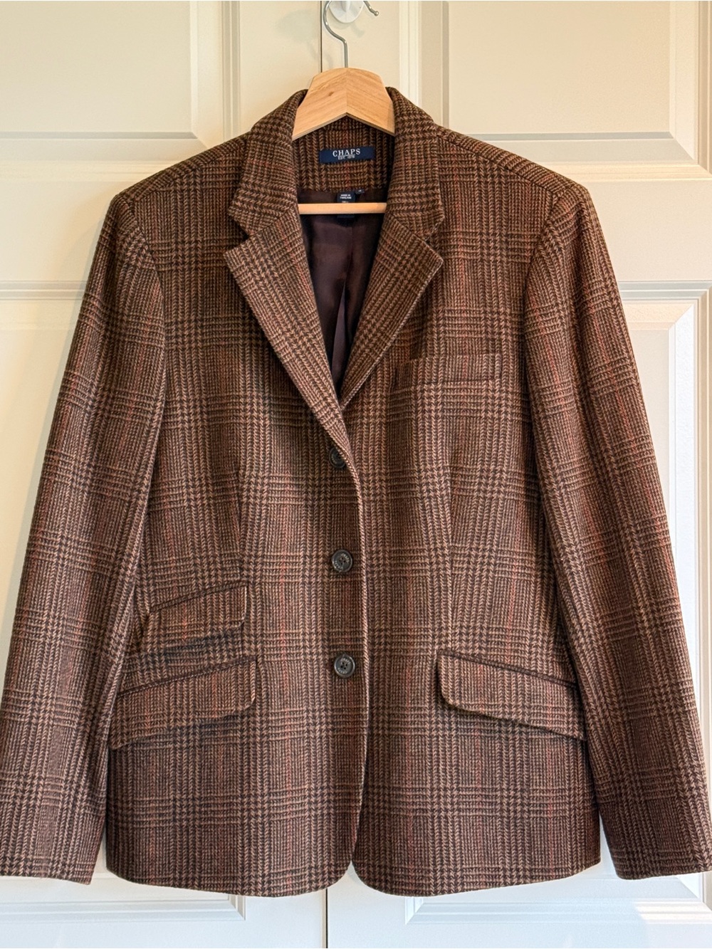 Chaps Brown Plaid Tailored Blazer Jacket